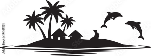 Silhouette of Maldives island