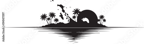 Silhouette of Maldives island