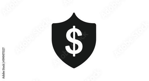 Black shield icon with a dollar sign representing financial security