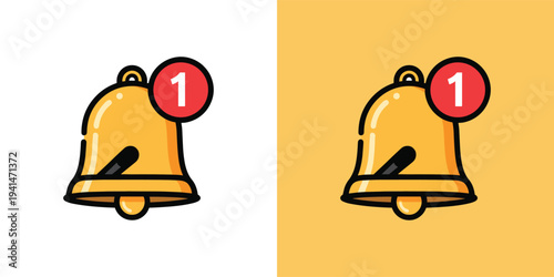 Golden notification bell icon with a clear unread message indicator, symbolizing alert, reminder, and important digital communication updates