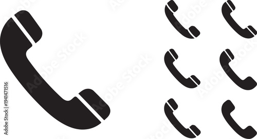 Black telephone icons on a white background illustration design