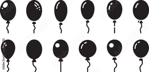 Black balloons on white background festive party decoration idea