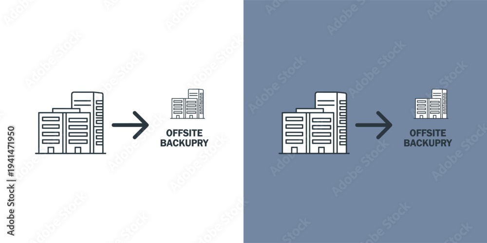 Naklejka premium Digital representation of offsite data backup, disaster recovery, and remote storage solutions for business continuity and secure enterprise data protection
