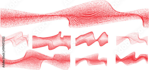 Glitch effect . Distorted speed lines .Abstract flow lines background . Op art .Fluid wavy shape .Rough edges .Striped linear pattern . Optical illusion art .Music sound wave . Vector illustration