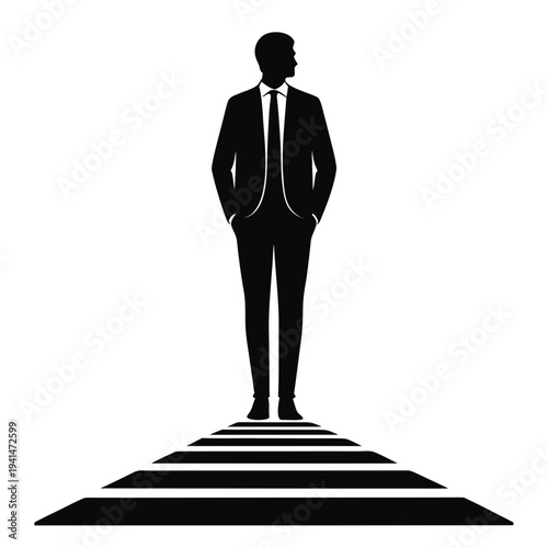 minimalist standing man silhouette formal posture perfectionist vector