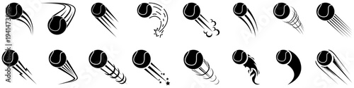Tennis ball icon vector set. Tennis Illustration sign collection. Tennis ball in flight symbol. Sport logo.
