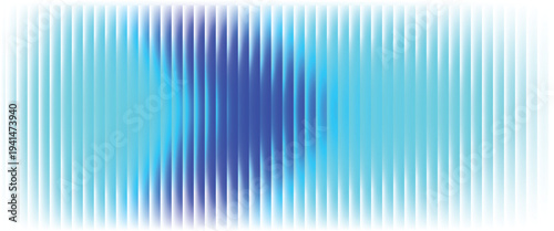 Abstract vertical blue light bar pattern background with glowing cyan center, creating a vibrant digital sound wave or equalizer effect, isolated on