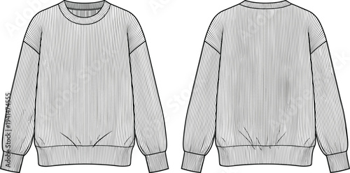 Women high waist pleated midi skirt technical sketch, decorative button waistband A-line flare flat vector garment illustration, fashion CAD drawing