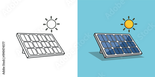 Solar Panel Illustration Capturing Renewable Energy Generation from Sunlight - Clean Power Source for Sustainable Technology and Eco-Friendly Solutions