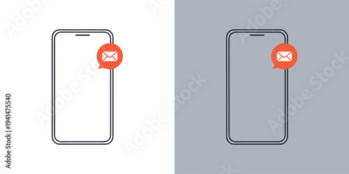 New Message Notification on Smartphone Icon - Digital Communication Concept for Mobile Devices and Online Messaging Platforms