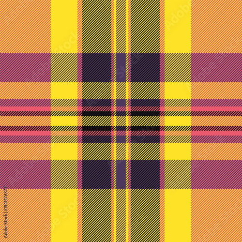 Hanukkah pattern check background, modern plaid texture fabric. Ireland vector textile tartan seamless in yellow and red colors.