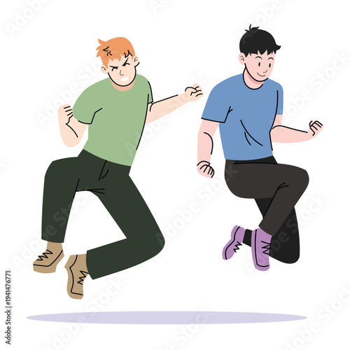 Boys jumping and celebrating