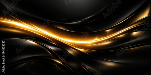 Elegant golden ribbons, swirling and interweaving across a dark backdrop, creating an abstract display of luxury, opulence, and sophistication.