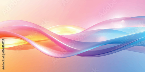 Smooth pink and blue gradient waves create a futuristic motion pattern with curved lines and fractal energy in this abstract vector illustration backdrop