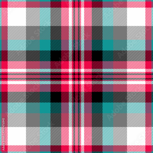 Christmas ornament fabric textile check, baby background plaid texture. Adorable tartan pattern seamless vector in white and bright colors.