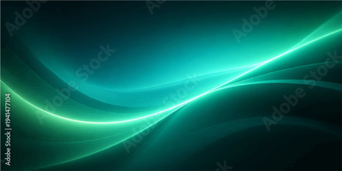 Abstract luminous emerald lines gracefully swirl across a dark canvas, creating a mesmerizing visual symphony of flowing light and ethereal elegance.