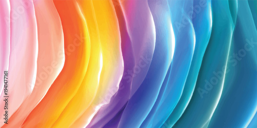 An abstract colorful wave background features a soft silk texture with pink rose petals and orange satin blooms in a macro nature closeup