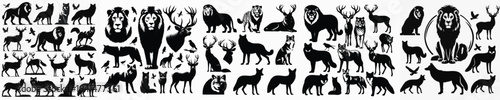 Vector set image silhouette of animal