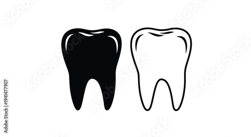 Two tooth icons one black and one white side by side