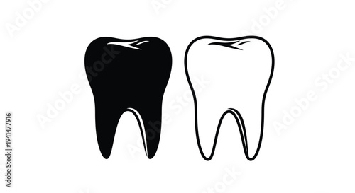 Two tooth icons one solid black one outlined in white