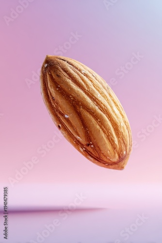 Floating almond amidst soft pastel colors