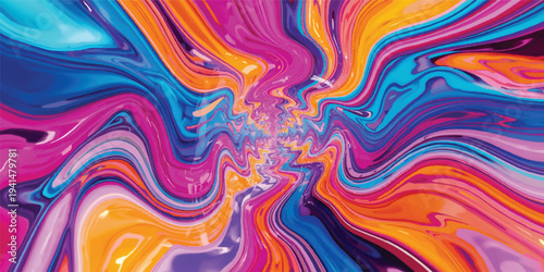 Seamless psychedelic wallpaper design featuring a bright rainbow vector pattern with colorful abstract waves and striped texture lines