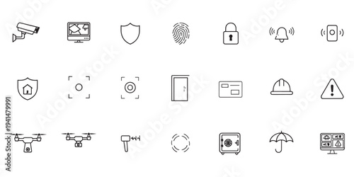 Various security icons for safety and protection concepts