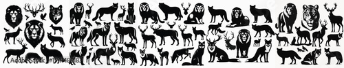 Vector set image silhouette of animal