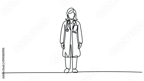 A person standing on a line drawing