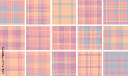 Plaid pattern set for everyday women's fashion. Seamless vectors work for dresses, tops, tunics, skirts, and casual layering.
