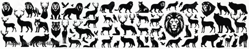 Vector set image silhouette of animal