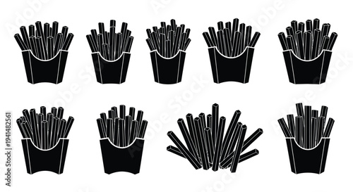 Arrangement of french fry containers in a repeating pattern silhouette