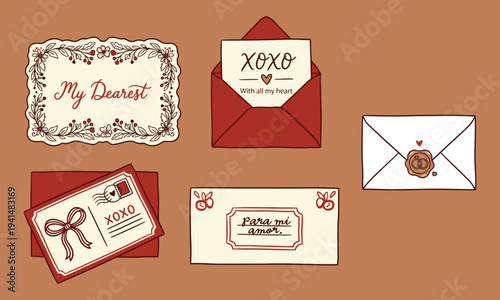Beautifully designed romantic Valentine's Day cards and envelopes for sharing heartfelt messages of love