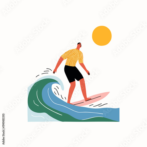 Surfer Carving Wave in UV Rashguard