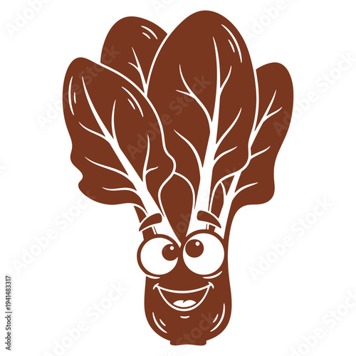 Illustrated cartoon vegetable character with smiling face and large eyes