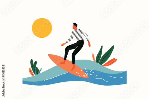 Surfer Carving Wave in UV Rashguard