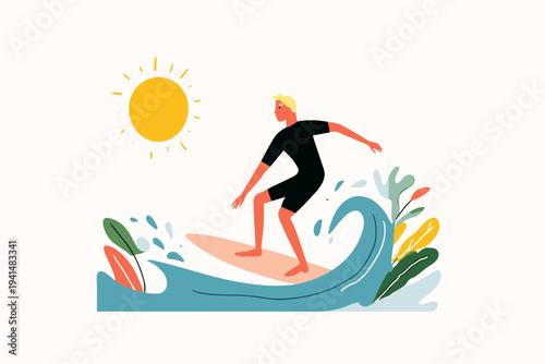 Surfer Carving Wave in UV Rashguard