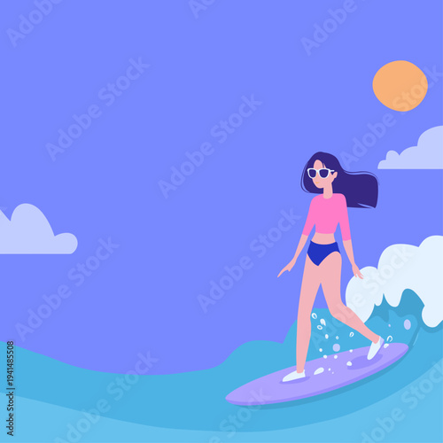 Surfer Riding Turquoise Wave in UV Rashguard
