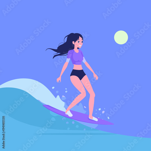 Surfer Riding Turquoise Wave in UV Rashguard