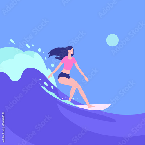 Surfer Riding Turquoise Wave in UV Rashguard