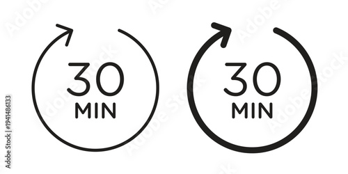 30 minutes icon simple outline style. Editable stroke EPS 10