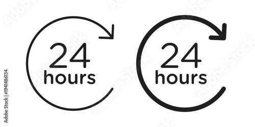 24 Hrs icon simple outline style. Editable stroke EPS 10