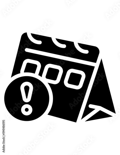 vector illustration of a black calendar glyph icon