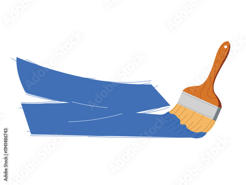 Paintbrushes with brush stroke, painting, painted the wall