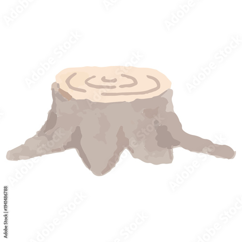 森の切り株の水彩イラスト 11月の幼稚園・保育園向けやさしい挿絵シリーズ