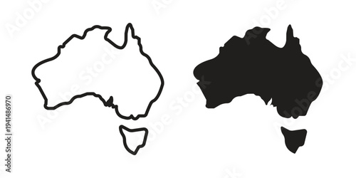 Australia map icon simple outline style. Editable stroke EPS 10