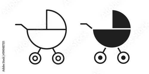 Baby carriage icon simple outline style. Editable stroke EPS 10