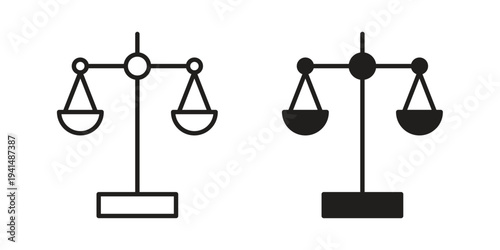 Balance scale icon simple outline style. Editable stroke EPS 10