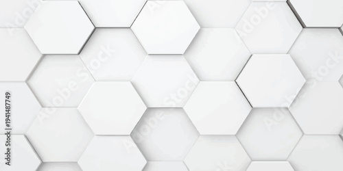 Abstract 3D white hexagonal pattern background with a seamless geometric honeycomb texture design for a modern technology business backdrop