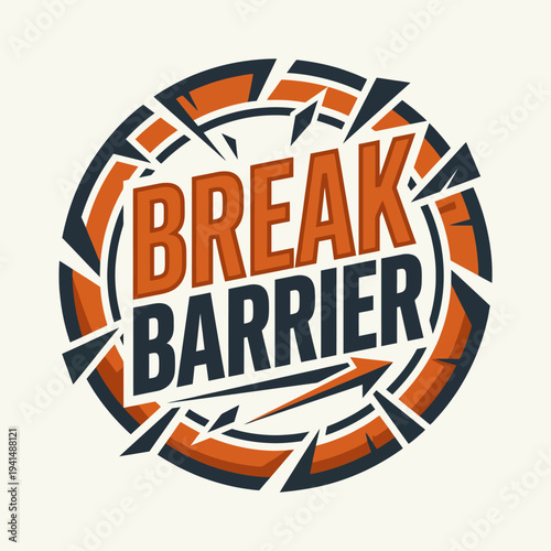 An impactful design that symbolizes breaking barriers with a focused energy and resilience, representing the ability to face challenges and overcome obstacles in life.
